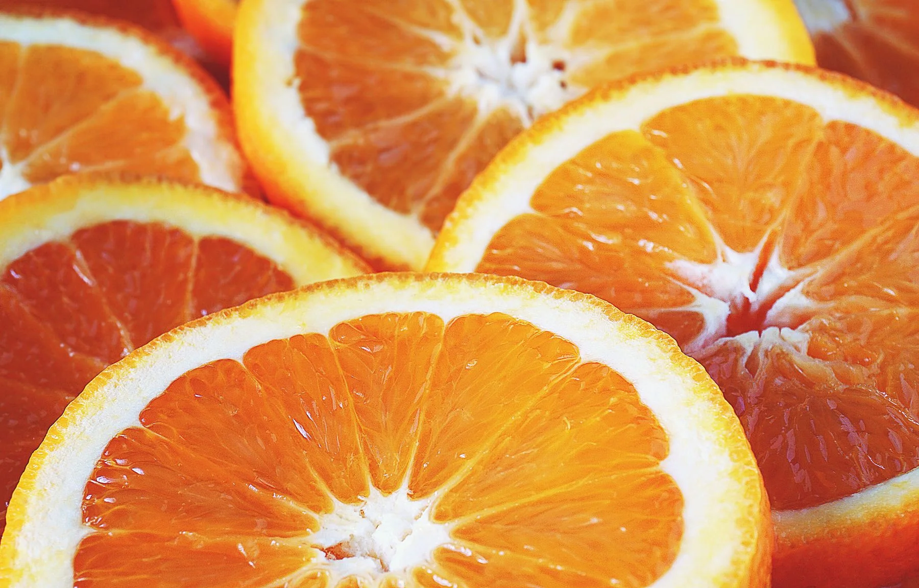 Fresh orange wedges in close-up